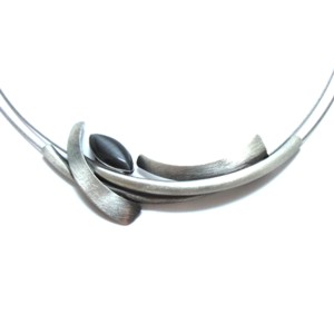 Half-moon Brushed Aluminum Multi-wire Necklace